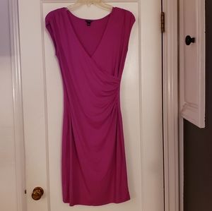 Ann Taylor hot pink faux wrap dress
